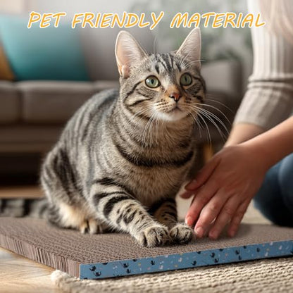 4Pack Cat Scratcher Pad, Reversible Scratching Cardboard, 14" Lx5.3 W Post Board for Indoor Cats Cardboard pad Sleep Play and Grind Claws - size: 4PCS