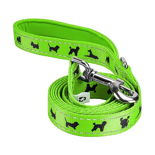 EcoBark Dog Leash - Soft & Reflective Comfort Training Leashes with Padded Handle - Strong Durable Heavy Duty - Training and Pulling for Small, Medium or Large Dogs (Green) - color: Green, size: 4 ft x 3/4 in - Narrow Width