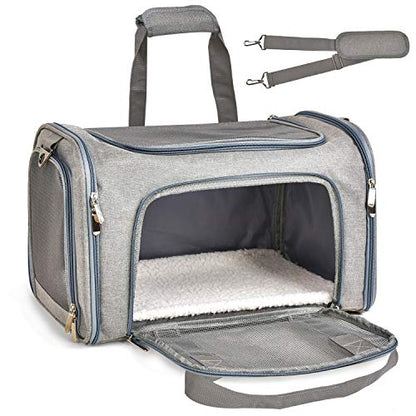 Henkelion Cat Carriers Dog Carrier Pet Carrier For Small / Medium Cats Dogs Puppies (Up To 15lbs), TSA Airline Approved Small Dog Carrier Soft Sided, Collapsible Waterproof Travel Puppy Carrier - Grey - color: Grey, size: 17.0"L x 11.0"W x 11.0"H