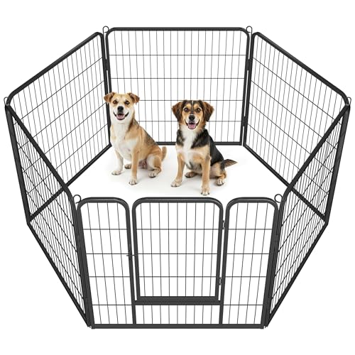 Yaheetech Wide Panel Dog Playpen, 6 Panels 32 inch High Pet Pen with Gate, Portable Indoor Outdoor Fence for Medium/Large Breed Dogs - size: 32"