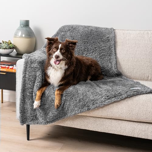 PetAmi Dog Blanket for Large Medium Dogs Grey, Fluffy Soft Puppy Blanket, Sherpa Fleece Cat Blanket for Kitten Doggie, Calming Pet Blanket Throw for Bed Washable Sofa Couch Cover, Large 40x60 - color: Gray, size: Large (40x60)