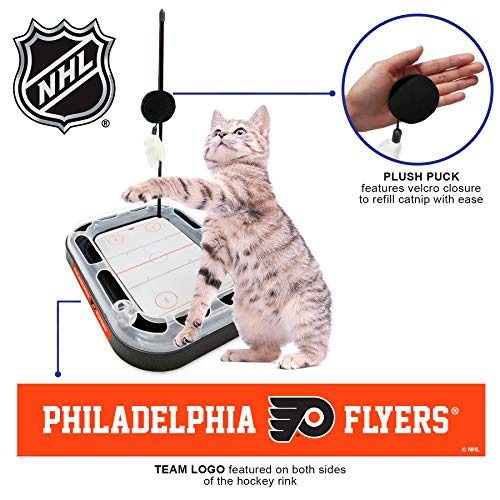 Pets First NHL Philadelphia Flyers Hockey Field 5-in-1 Cat Scratcher Toy with Interactive Cat Ball & Bell - color: Philadelphia Flyers