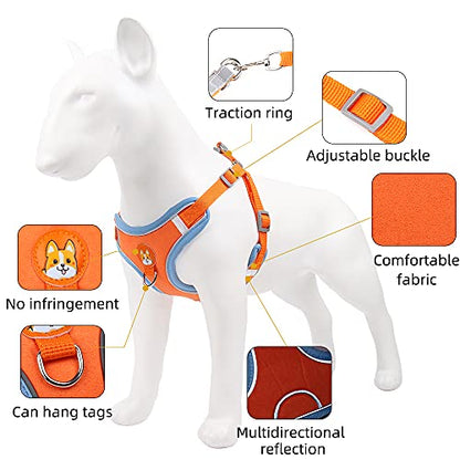 Pet Harness for Small Medium Dogs Cats No Pull Soft Mesh Reflective Padded with Dual Leash Clips - color: Blue, size: S