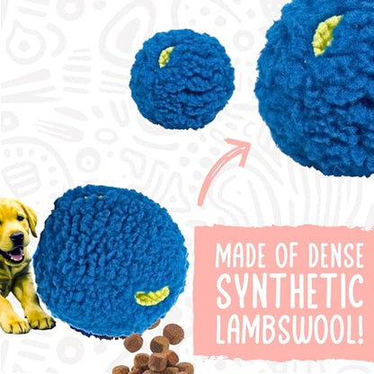 HuggleSnuffles HuggleFleece Treat Dispensing Ball - Interactive Enrichment Toys for Dogs, Dog Treat Dispenser Puzzle for Mental Stimulation & Boredom, Puppy Feeder Games to Keep Them Busy - Small (5") - size: Small, style: Treat Dispensing Ball