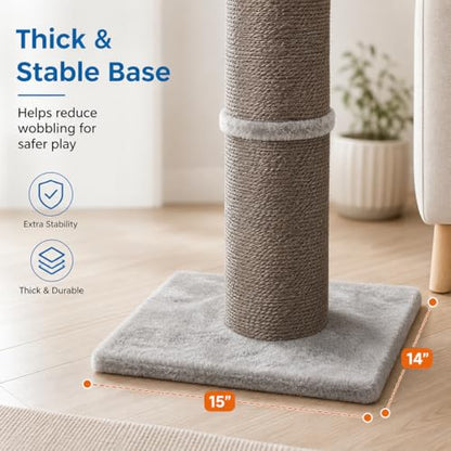 Sisal Cat Scratching Post for Indoor Cats & Kittens, 5.5" Diameter Heavy Duty Vertical Scratcher, 32 Inch Extra Tall Furniture Protector with Stable Base, Grey - color: Cylinder Grey