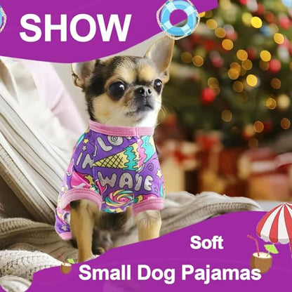 Dog Pajamas Summer Cute Dog Clothes Boy Girl Dog Pjs Soft Stretchy Doggie Puppy Clothes Cat Pet Jammies Outfit (Purple, XX-Large) - color: Purple, size: XX-Large