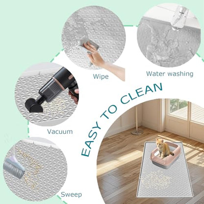 Cat Litter Mat for Litter Box, Silicone Large Cat Litter Trapping Mat - 51.2x25.6 in, Waterproof & Non-Slip, Durable & Easy Clean, Light Gray - color: Light Grey, size: 1 Count (Pack of 1)