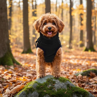 Dog Winter Coat with Harness Winter Jacket for Small Dogs Reflective Cold Weather Coats Warm Pet Vest Waterproof Snowsuit (Black, Small) - color: Black, size: Small