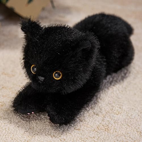 PEACH CAT Cat Stuffed Animal 12" Realistic Kitten Plushies Soft Plush Toys Gifts for Kids Black - style: 12" Black Cat