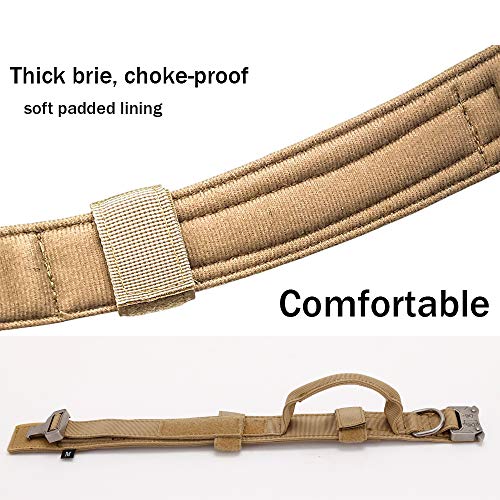 Tactical Dog Collar and Leash Set Adjustable Military Nylon Dog Collar with Control Handle and Heavy Duty Metal Buckle for Large Dogs （Brown S - color: Brown SET(collar+leash), size: Small (Pack of 1)