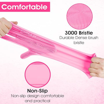 Pet Grooming Gloves, High-Density Silicone Gloves with Enhanced Five Finger Design for Bathing and Massaging Dogs and Cats (Pink) - color: Pink