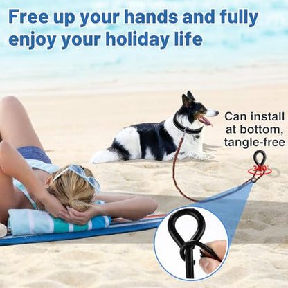 Beach Dog Tie Out Stake for Dogs Up to 250 lbs - Heavy Duty Dog Camping Yard Park Essentials Accessories for All Cable Leash Chain