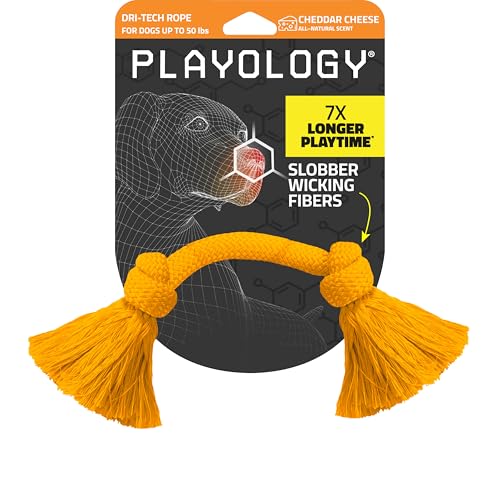 Playology Dog Toys | Dri-Tech Rope Toy Tug of War Rope for Aggressive Chewers | Medium Cheddar Cheese Scented Toy - Easy to Clean and Made from Non Toxic Materials - size: Medium, style: Cheddar Cheese