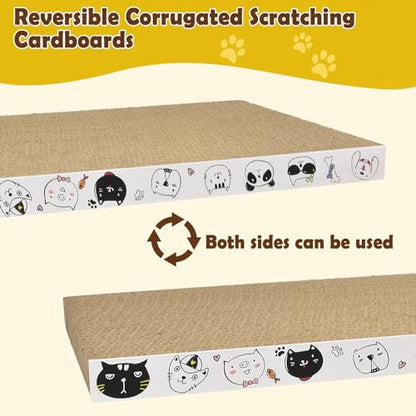 3 Pack Cardboard Cat Scratcher Refill Cat Scratch Pad Durable Cat Scratchers for Indoor Cats Kitten 16.5 x 8 x1 Inch Reversible Cat Scratching Board to Protect The Furniture (Lovely Pets) - color: Ctue Pets