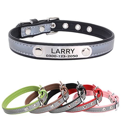 Personalized Reflective Dog & Cat Collar with Silent ID Tag, Custom Engraved Pet Name & Phone Number, Ultra Soft Microfiber, No-Jingle Safety Collar for Small Medium Large Dogs - color: Black, size: L: 14-18" (Fit 22-51 lb)