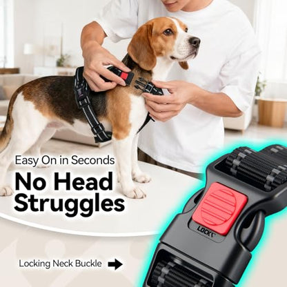 PHOEPET No Pull Dog Harness with Handle Front & Back Clip, Easy on Lockable Snap Buckle at Neck, Adjustable Reflective Vest with Handle for Small Medium Large Dogs (S, Misty Green) - color: Misty Green, size: Small