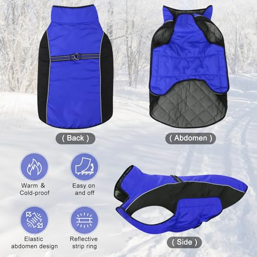 Dog Coat, Water-Resistant Dog Clothes, Warm Fleece Lining Dogs Coats, Winter Windproof Dogs Jackets with Reflective, Pet Vest for Small Medium Large Pets - 1 PCS - color: Dark Blue, size: XL ( 42-65 LB | 20.47"Neck Girth )