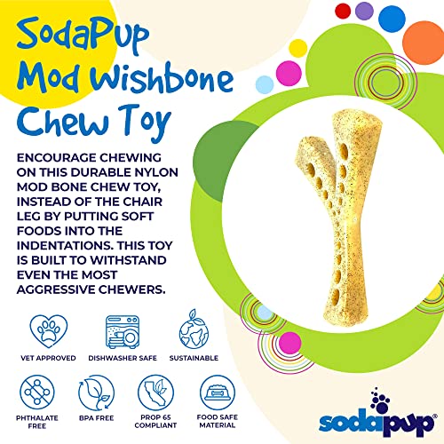 SodaPup Mod Wishbone – Durable Dog Chew Toy and Treat Dispenser Made in USA from Non-Toxic, Pet Safe, Food Safe Nylon Material for Mental Stimulation, Clean Teeth, Fresh Breath, Problem Chewing & More - color: Brown Nylon Mod Wish Bone