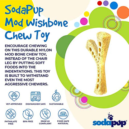 SodaPup Mod Wishbone – Durable Dog Chew Toy and Treat Dispenser Made in USA from Non-Toxic, Pet Safe, Food Safe Nylon Material for Mental Stimulation, Clean Teeth, Fresh Breath, Problem Chewing & More - color: Brown Nylon Mod Wish Bone