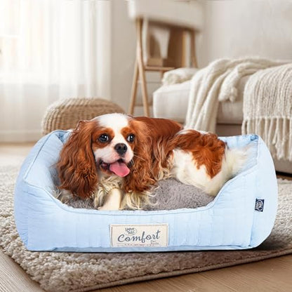 FluffyDream Small Dog Bed, Super Soft Pet Bed Furniture, Suitable for Dogs Up to 30lbs, 24'' x 20'', Light Blue - color: Light Blue