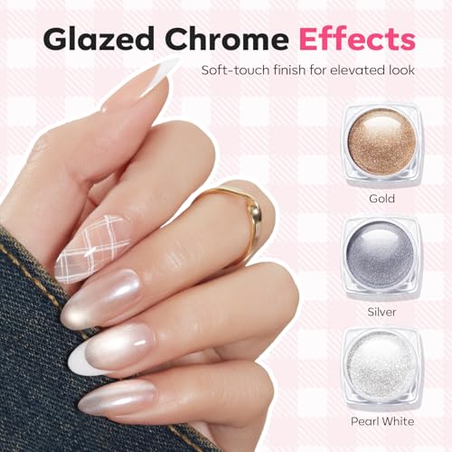 Modelones 16PCS Plaid Nail Stamping Kit – French Tip Stamper White Black Painting Gel Polish Chrome Powder Proof Matte Gel Top Coat Gingham Template Dual Nail Art Brush Summer Manicure Gift for Women - color: A A A1 Classic Plaid Elegance