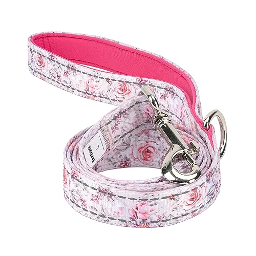 EcoBark Teacup Dog Leash - Soft & Reflective Toy Breed Leashes with Padded Handle - Strong & Durable - Training and Pulling for Tiny & Small Dogs (Floral) - color: Floral, size: 6 ft x 5/8 in - Thinnest Width