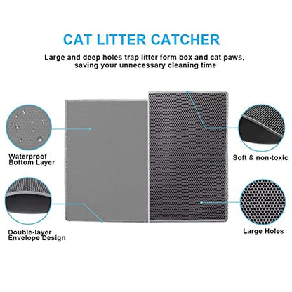 Pieviev Cat Litter Mat Double Layer Waterproof Urine Proof Trapping Mat 1 Pack (Gray, 30x24 Inch (Pack of 1)) - color: Gray