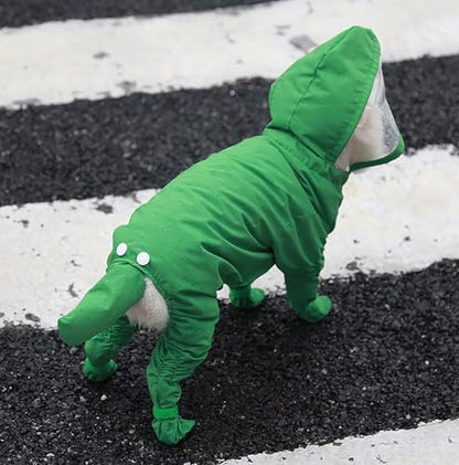 Dog Raincoat with Hood, Waterproof Full-Coverage Reflective Rain Jacket Quick-Drying Rain Poncho and Shoes for Small Medium Large Dogs,Green,L - color: Green, size: L（Back Length 12''）