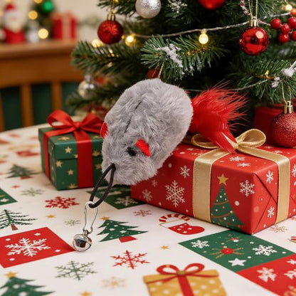 3 Pack Cat Wand Refill Toys Gray Mice with Feather Mice Toy for Cats Cat Feather Toy Refill Wand Attachment Interactive Refills for Feline Play