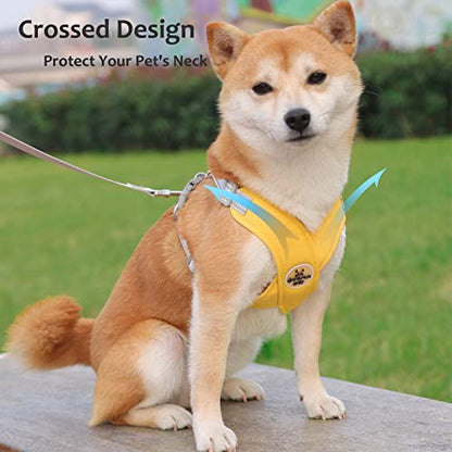 Dog Harness Pet X Frame No Pull Step-in Harnesses with Leash Set, Adjustable Reflective Choke Free Puppy with Padded Vest for Small, Medium Dogs and Cats Walking Training - color: Yellow, size: Small
