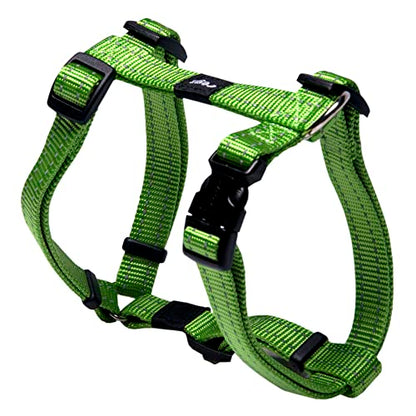 Reflective Adjustable Dog H Harness for Small to Medium Dogs; matching collar and leash available, Green - color: Green