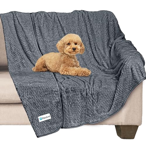 PetAmi Waterproof Dog Blanket, Leakproof Puppy Blanket for Medium Large Dogs, Furniture Sofa Couch Cover Protector, Fleece Pet Throw for Indoor Cat Kitten, Reversible Washable Soft Plush, 40x60 Gray - color: Gray, size: Large (40x60)