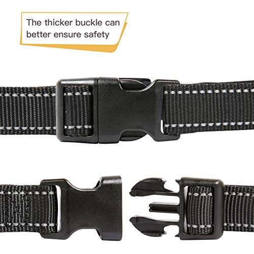 HEELE Dog Collar, Reflective Dog Collar, Soft Neoprene Padded Breathable Nylon Pet Collar Adjustable for Small Dogs, Black, XS(7.87-11.81") - color: Black, size: X-Small (7.87-11.81")