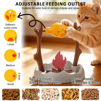 SZEE Cat Treat Puzzle Dispenser Toy, Cat Puzzle Feeder Toy for Slower Eating Training, Keeps Pets Busy & Prevents Overeating, Includes Small Interactive Toys to Boost Appeal (Campfire-Roast Shape)
