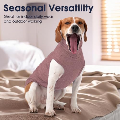 IECOii Dog Fleece Vest Sweater - Stretch Warm Pullover with Turtleneck,DarkRed,Large, Easy On/Off Winter Dog Sweater for Medium Large Dogs Girl Boy, Winter Fall Jumpsuit with High Neck - color: Darkred, size: Large