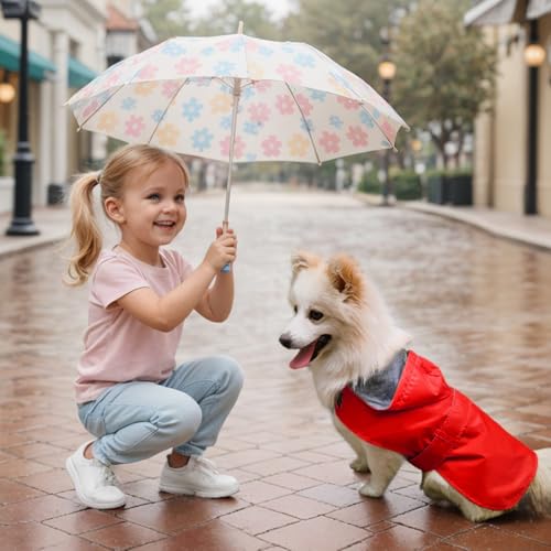 Dog Raincoat Dog Rain Jacket Poncho Waterproof Pet Rain Suit Double-Layered Puppy Small Medium Dogs Breathable Lining Hooded Leash Hole Adjustable,Red,M,Back Length 8.5-10.5 inches - color: Red, size: M:Back Length 8.5-10.5"