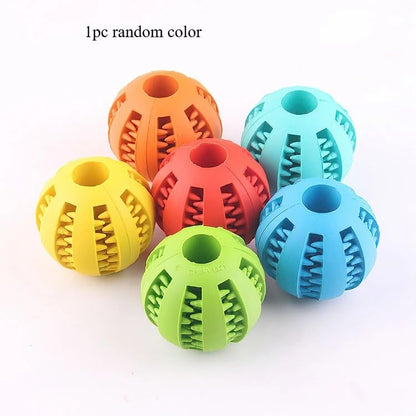 1 PC Interactive Dog Toy Ball Dog Pet Food Treat Feeder Chew Tooth Cleaning Durable Puppy Ball Random Color - color: D