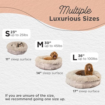 Best Friends by Sheri Ultra Calming Pouf Bed, Orthopedic Round Dog Bed for Joint Support, Faux Fur, Washable Cover, Tan, Medium, 30"x30" - color: Tan, style: Medium