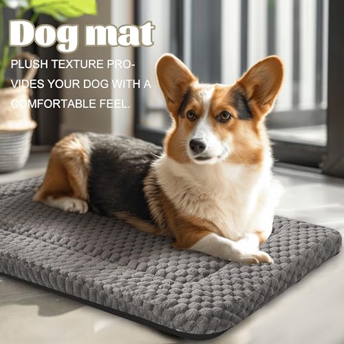 Dog Bed Crate Mat, Soft Durable Washable Anti-Slip Kennel Pad for Dogs & Cats, Reversible (Light Gray, S(24"*18"*1.5")) - color: Light Gray, size: S(24"*18"*1.5")