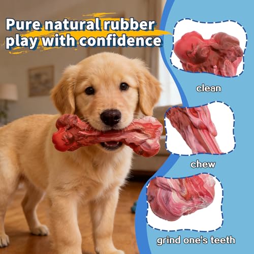 Indestructible Simulated Bone Dog Chew Toy - Food-Grade Natural Rubber for Aggressive Chewers, Dental Cleaning Toy for Small/Medium/Large Breeds