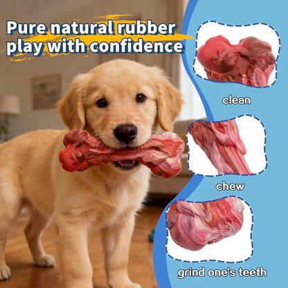 Indestructible Simulated Bone Dog Chew Toy - Food-Grade Natural Rubber for Aggressive Chewers, Dental Cleaning Toy for Small/Medium/Large Breeds