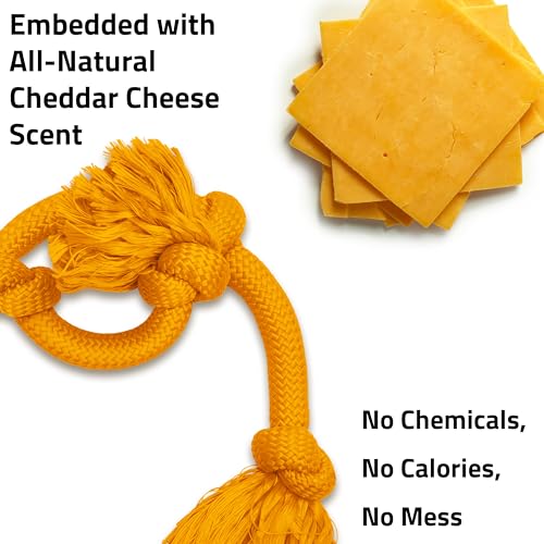 Playology Dog Toys | Dri-Tech Rope Tug of War Dog Toy for Tough Chewers | Cheddar Cheese Scented Mega Size Tug Rope Toys for Extra Large Dogs - size: Mega, style: Cheddar Cheese