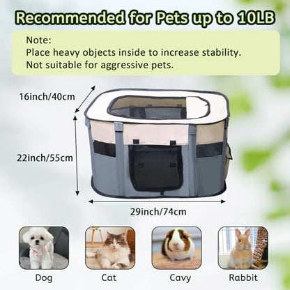 Dog Playpen Portable Cat Dog Playpen for Indoor & Outdoor Foldable Kennel Tent Crate,Water-Resistant Breathable Shade Cover, Dog Crate for Small Animals with Carrying Case - size: S(29" x 22" x 16")