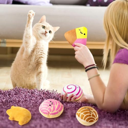 Mexican Catnip Stuffed Toys for Cats - 5Pcs Pet Days Mexican Concha Catnip Toys, Pan Dulce Toys for Cat Lovers Fiesta Gift Indoor Kitten Chew Bite Kick Non-Toxic Interactive Pet Supplies - style: Mexican Concha Cafecito Conchas Pan Dulce