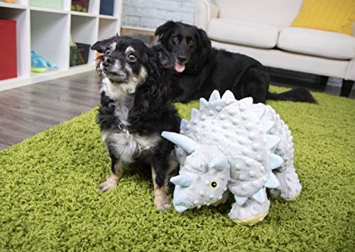 goDog Dinos Frills Squeaky Plush Dog Toy, Chew Guard Technology - Gray, Extra Large - color: Dinos Frills (Gray), size: X-Large