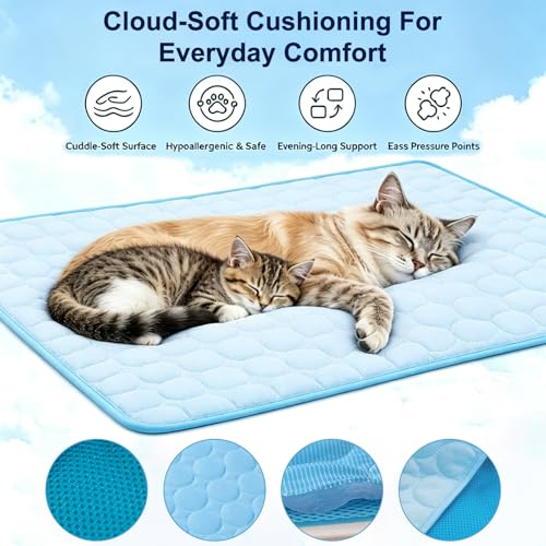 Dog Cooling Mat 28"x40" Q-Max>0.4, Absorbent & Pressure-Activated Self-Cooling, Non-Slip Scratch Resistant, Washable Cooling Mat for Dogs, Cooling Pad for Dog Bed Mats for Car Crate Patio Outdoor - size: 28 x 40 inches