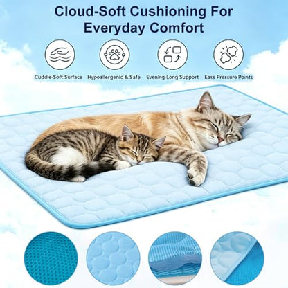 Dog Cooling Mat 28"x40" Q-Max>0.4, Absorbent & Pressure-Activated Self-Cooling, Non-Slip Scratch Resistant, Washable Cooling Mat for Dogs, Cooling Pad for Dog Bed Mats for Car Crate Patio Outdoor - size: 28 x 40 inches