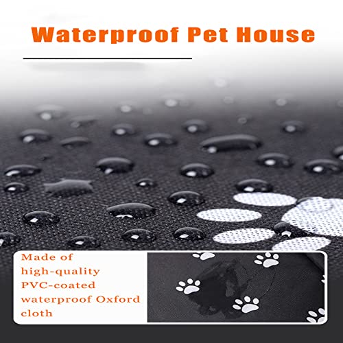 VARMTOR Outdoor Cat House, Cat Houses for Outdoor Cats, Weatherproof Warm and Insulated Cat House with Transparent Curtain Pet House, Stray Cats Shelter (Black,Small-Houses) - style: Black