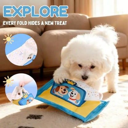 Interactive Dog Puzzle Toy | Anti-Boredom & Mental Stimulation | Snuffle Mat for Dogs | Slow Feeding & Enrichment Game | Small, Medium, Large Dogs | Pizza, Bowling or Tissue (Tissue) - color: Tissue