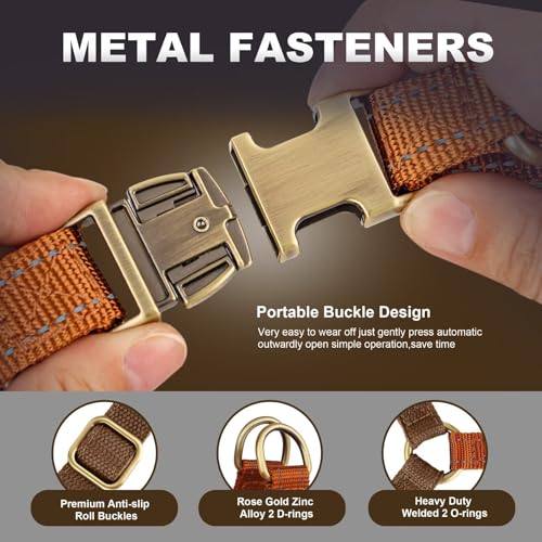 Didog Step in Dog Harness with Metal Buckles, Freedom Nylon Dog Halter Vests for Medium Dogs Easy Walking Training(M:Chest 19-28", Brown) - color: Brown, size: M: Chest 19-28", Fit 15-30 lbs